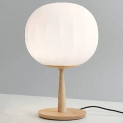 Luceplan Tischlampe Lita Eschenholzfuß Höhe 46 Cm